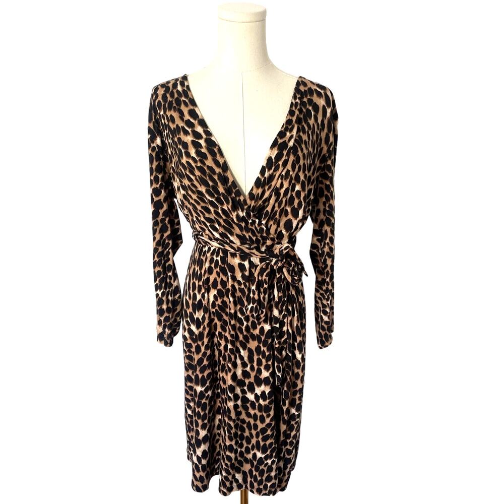 Women's cheetah print wrap dress large